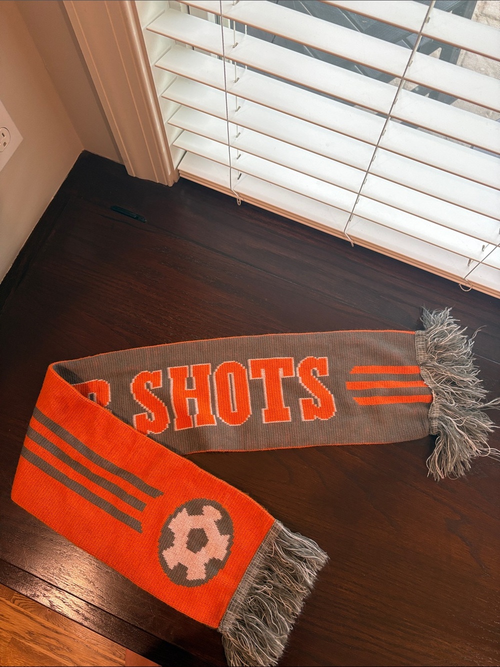 Orange and Gray 'Soccer Shots’ scarf